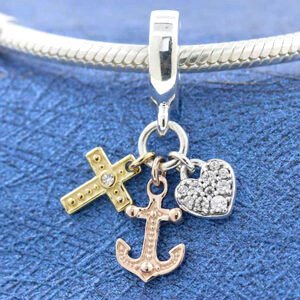 Pendentif Croix Ancre Coeur 3