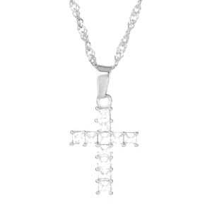 Pendentif Croix Argent Strass