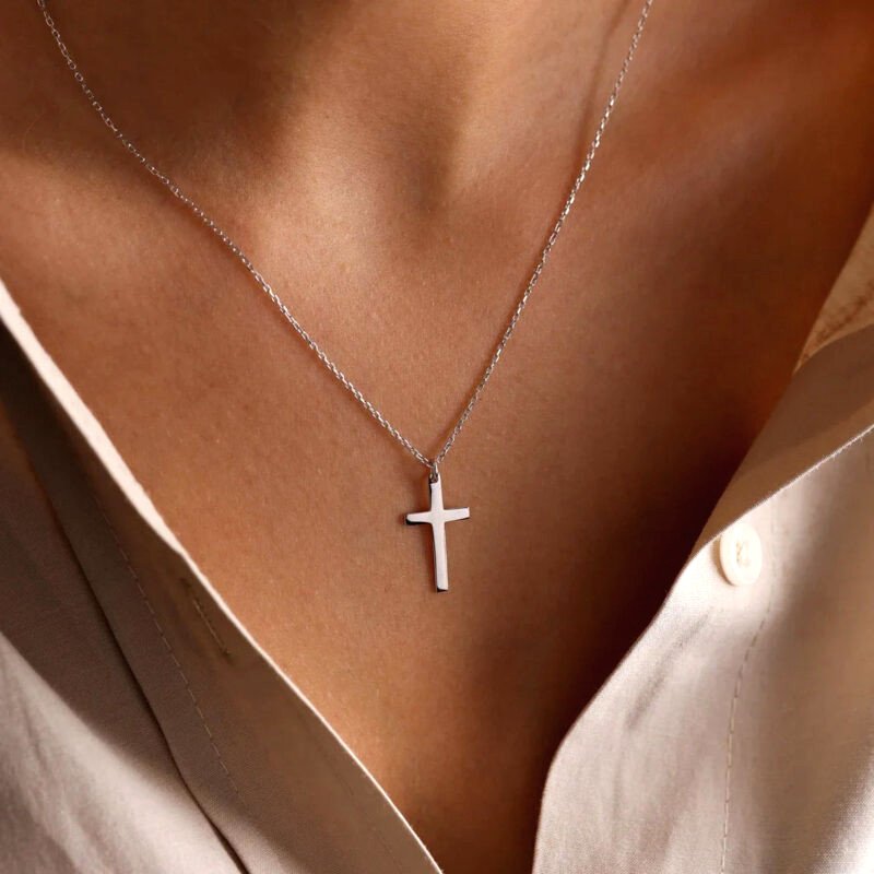 Pendentif Croix Or Blanc 3